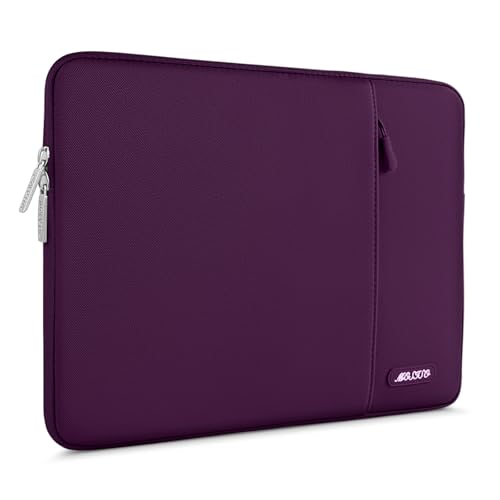 Image of MOSISO Laptop Case 14 inch, 14 inch Laptop Sleeve Compatible with HP Lenovo Dell ASUS Acer, HP Stream, Dell Latitude, Lenovo IdeaPad, Polyester Vertical Computer Sleeve Bag with Pocket, Magenta Purple