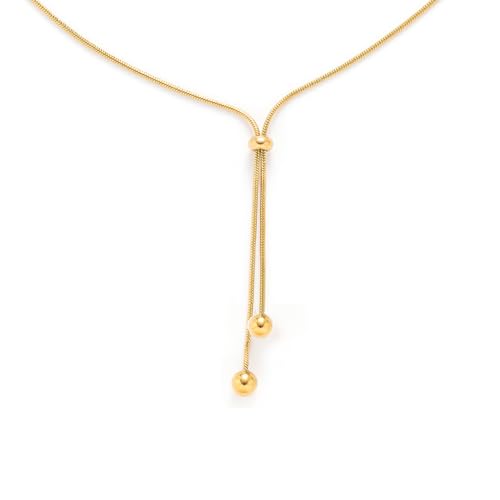 Lariat Long Gold Necklace for Women Long Adjustable Bolo Chain with Tassel Dress Sweater Chain 18K Gold Plated Y-Shaped Drop Dangle Prom Jewelry Gold Gifts