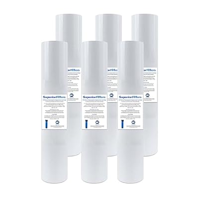 SUPERIOR FILTERS 10 Micron Sediment Filter - Whole House Water Filter Cartridge - 4.5 x 20-inch Replacement - Compatible with All Whole House Water Filter System - (20 X 4.5, 6 Count)