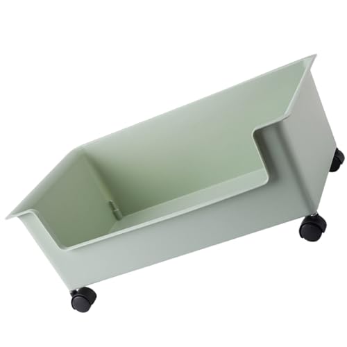OATIPHO Caja Organizadora Pequeña con Ruedas para Libros, Plástico Resistente Color Verde Aguacate, Contenedor Móvil para Dormitorio y Oficina, Caja de Almacenamiento con Ruedas