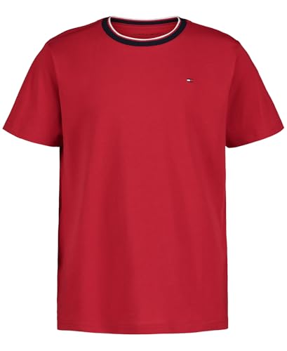 Tommy Hilfiger Boys' Short Sleeve Ringer Crew Neck T-Shirt, Soft, Comfortable, Relaxed Fit, YD Scarlet Sage, 14-16 - image 1