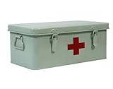 Xbopetda First Aid Medicine Box, First Aid Kit Supplies Bin, Metal Medicine Storage Tin, First Aid Empty Box with Safety Lock for Home Emergency Tool Set-Green