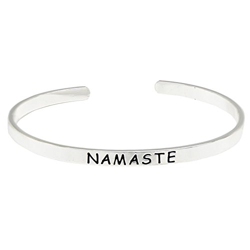 O.RIYA Namaste Brass Hand Stamped Bracelet, Bangle Cuff Bracelets Namaste Bracelet - Yoga Meditation Jewelry, Handmade Jewelry Mindfulness