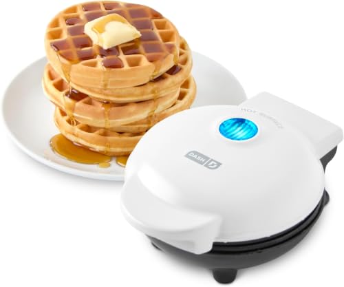 Image of Dash Mini Waffle Maker- Compact Electric Iron for Creative Homemade Treats - PTFE nonstick surface - Easy-to-Clean - Perfect for Kids & Families - White,(Pack of 6)