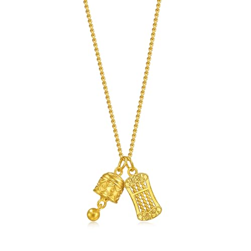 CHOW SANG SANG 999.9 24K Solid Gold Cultural Blessing Auspicious Peace Bell & Abacus Charms Necklace for Women 47cm 95895N Price-by-Weight 5.98g Gold4