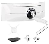 17-57 inch Ultrawide Monitor Arm - PUTORSEN, up to 59.4 lbs, Heavy Duty Monitor Arm for Flat/Curved Monitor and TV with VESA 75 * 75-200 * 200, with Steel Reinforcement Plate, White