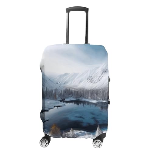 Carry on Luggage Cover Winter Mountains Snow Scene Suitcase Covers for Luggages Tsa Approved Travel Luggage Sleeve Protector Elastic Suitcase Protector Anti-Scratch Washable Fits 19-30 Inch Case -S