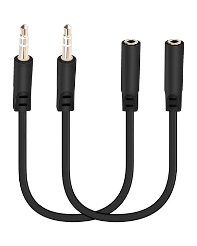 GELRHONR Cable alargador de audio de 3,5 mm, 0,5 pies, conector TRS macho de 1/8' a conector hembra, cable auxiliar para auriculares, ordenadores portátiles y teléfonos, paquete de 2 unidades