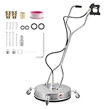 24 Inch Pressure Washer Cleaner with 4 Wheels, 4500 PSI Stainless Washer Concrete Scrubber, Adjustable Handle Driveway Patio Deck Sidewalk Cleaning Attachment