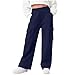 Girls Boys Straight Leg Cargo Pants Casual Elastic Waist Loose Sweatpants Trousers with Pockets for Kids 5-15 Years