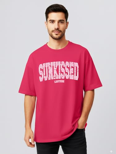 Image of LEOTUDE Half Sleeve Cottonblend Graphic Print Round Neck Drop Shoulder