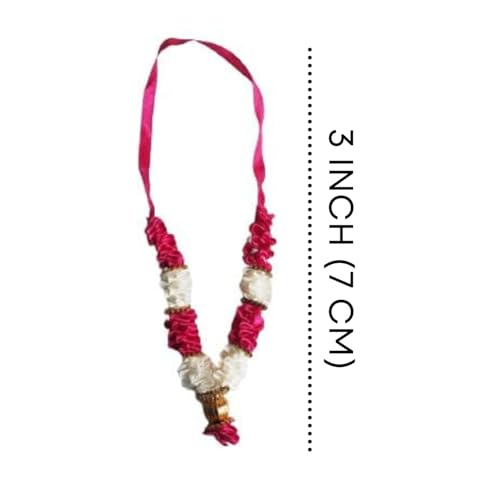 Image of Salvus APP SOLUTIONS Handcrafted Pink & White Flower Satan /Garland Mala | Fabric & Plastic Pooja Mala for God Idols, Temple & Home Decor, Religious Rituals & Festivals (Multicolor)