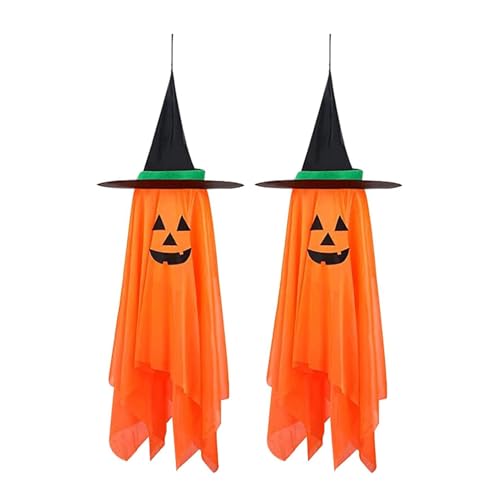 RWSEFK 2Pcs Hanging Pumpkin Witch Hats Ornaments for Home, Garden, Yard Party