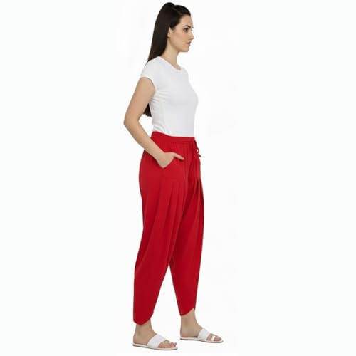 Image of Loose Fit Rayon Dhoti Tulip Pants for Women Patiala Salwar Bottom Wear Harem Pants, Waist Free Size (28 Inch to 42 Inch)