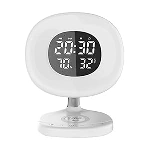 NXYJD Allarme della Luce di Notte Comodino Desktop Lampada da Tavolo Lampada variopinta con Sveglia Allarme, Fino Lamp