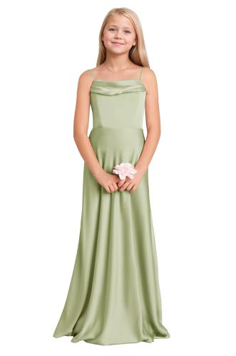 Off Shoulder Junior Bridesmaid Dresses Satin Long Flower Girl Formal Dress for Wedding Girl Pageant Gown3