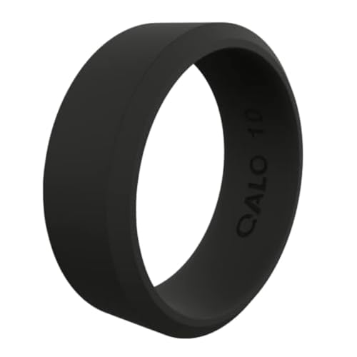 QALO Men & Women's Rubber Silicone Ring, Pela Modern, Wedding Band, Unisex Ring, 6.5mm Wide 1.8mm Thick, Multi Colors
