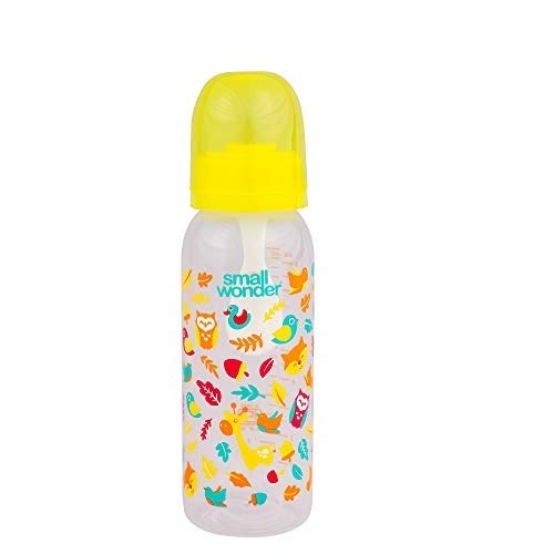 Small Wonder Baby Feeding Bottle Slim Neck Admire 250 ml Pack of 1, Animal Print, with Anti Colic Nipple with Feeding Spoon, New Born/Infants/Toddler Upto 3 Years, BPA Free, Yellow Colour-picture-15