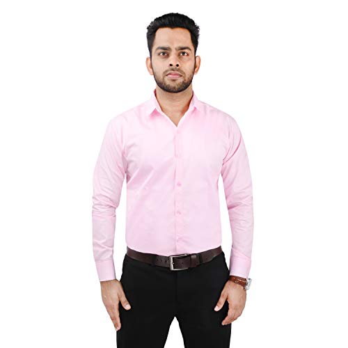 Image of Men's Solid Cotton Blend Formal Shirt with Pocket | Plain Design with Spread Collar & Full Sleeves - Regular Fit (Pack of 2)