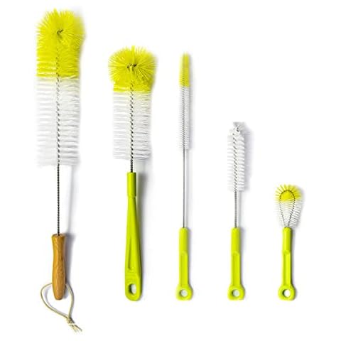 LPY Bottle Brush Cleaner 5 Pack, Long Water Bottle and Straw Cleaning Brush, Kitchen Wire Scrub Set for Cleaning Different Diameters and Sizes, Multicolor Available-green Cover
