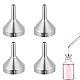 4 Stück Aluminium Mini Trichter Metall Set，Metall Kleiner Trichter zum Abfüllen von ätherischen Ölen, Füllen von Kleinen Flaschen, Dosieren von Parfüm, Sand（18mm*22mm Silber）