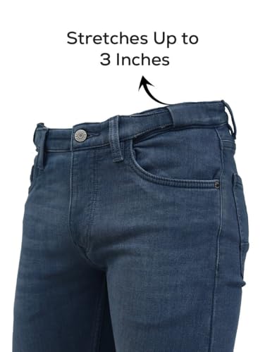 Image of Minus One Slim Fit Stretchable Mid Rise Jeans for Men | Mens Denim Cotton Pants | Stylish Ankle Length Jean