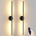 JOFIOS Battery Operated Wall Sconces Set of 2, 360°Rotation Wireless Rechargeable Wall Lights: Dimmable Detachable Wall Lamp with Remote Control, 3000K-6000K Infinite Dimming Wall Sconce 27.6 Inch