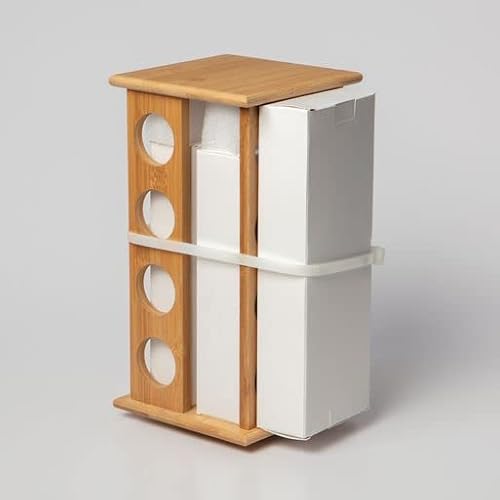 Kitchen Affections Revolving Square Bamboo Spice Rack Organizer Countertop, Herb And Spice Storage Rack Organizer With 16 Jars, Bamboo Rotating Spice Holder Seasoning Rack, Spice Seasoning Bottle #TOP5