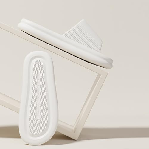 NEWGEM Unisex Comfort Slide Sandals, Non-Slip Textured Sole, White3