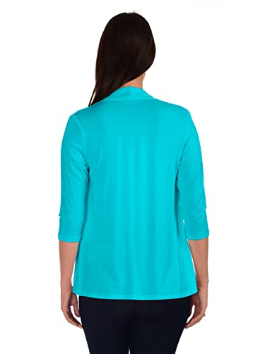 Dff Shop Women's Assymetrical Boyfriend Open 3/4 Sleeve Cardigan (Size: S- 5X), 1X, Mint #TOP4