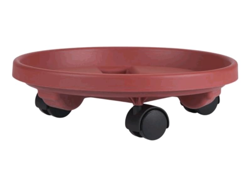 Muddy Hands Plastic Plant Pot Caddy with Wheels & Stopper - Round Movable Wheeled Planter Trolley Stand (30cm)
