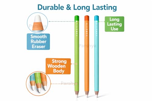 Image of Parshya Magic Pencil Shape Eraser Set with Sharpener | Premium Wooden Body Erasers for Kids, Students & Artists | Smooth Non-Dust Erasing | Ideal Birthday Return Gift(Pack of 2 Set)