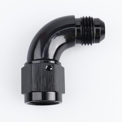 Codo de aluminio de 90 grados AN6 con acabado anodizado negro para sistemas de fluidos 6