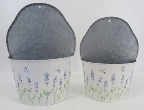 212 Main Bucket Shaped Lavender Garden on Silver Back Wall Planters, Set of 2