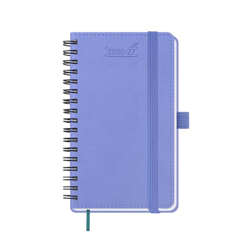 BEZEND Pocket Planner 2026-2027 Weekly and Monthly (3.5" x 6") 18 Months Small Academic Calendar (Jul 26-Dec 27) for Students, Work & Home, Storage Pocket, Spiral PU Leather Softcover -Cornflower