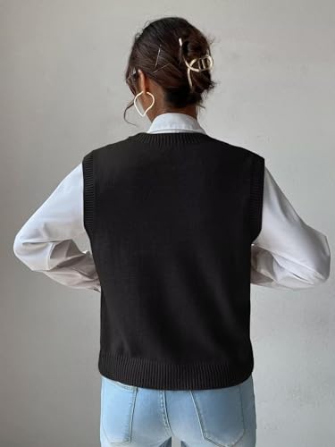 Image of Womens Sweater Vest Sleeveless Cotton Casual V Neck Pullover