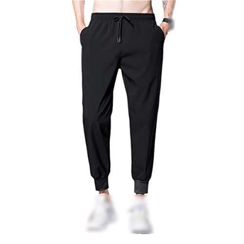 Pantalon d'été homme Roquorl en soie glacée noir léger pour le sport décontracté