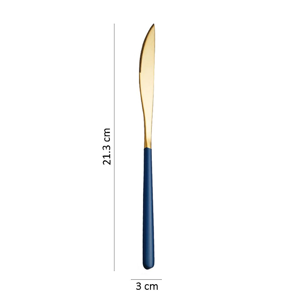 Spatlus Steak Knives Set Dinner Knives Set Table Knives Set Stainless Steel Butter Knife Mirror Polished Dinner Knife Table Knife Food Grade Stainless Steel Butter Knives Silverware (Blue, Set of 5) 1