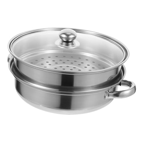 COLLBATH Stainless Steel Double Layer Steamer Pot Home Cooking Steamer with Handle Design Fast Steaming for Buns Rice Seafood More Easy to Clean Kitchen Essential