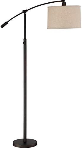 Quoizel Clift 1-Light Oil Rubbed Bronze Floor Lamp, Transitional Style Floor Lamp with Beige Fabric Shade for Bedroom, Living Room, Dining Room, or Home Office