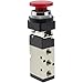 PRO SOURCE Manual Mechanical Air Valve: Red Button Spring Actuator, 1/8 NPT, 5-Way, 2-Position