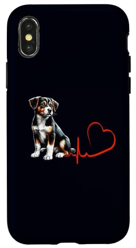 Custodia per iPhone X/XS Mountain Feist Dog Heartbeat ECG Funny Dogs Owner & Lover