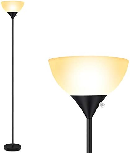 Floor Lamp, Standing Lamp, 9W LED Floor Lamp, Energy Saving, 50,000hrs Long Lifespan, 3000K Warm White, Eye-Caring, Torchiere Floor Lamps for Bedroom, Living Room, Office, Reading, Black Floor Lamps