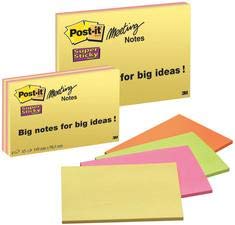 Lotto di 16 blocchetti da 45 fogli Super Sticky Meeting Notes, 98 x 149 mm, colori assortiti