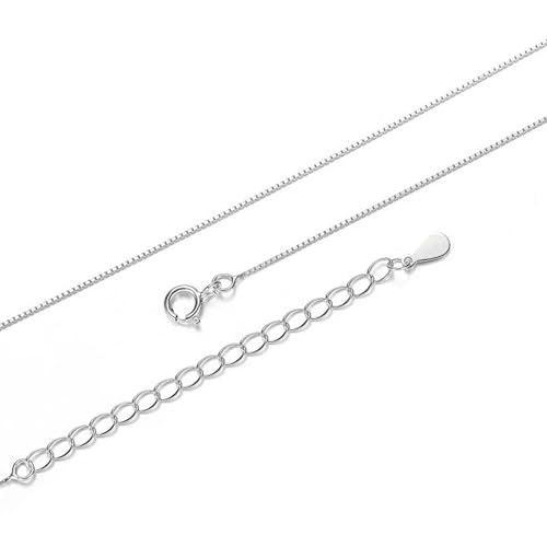Image of Sterling Silver Chain, Silver Necklace,925 Silver Jewelry – Adjustable Length 40-45cm,Hypoallergenic & Tarnish-Resistant,Ideal for Daily Wear and Special Occasions (White Gold Tone) (Box chain)