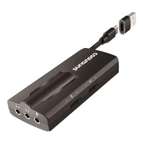 Coolsound Zewnętrzna karta dźwiękowa 7.1 USB-C - Adapter do USB-A - Wejścia mikrofonowe, słuchawki 3.5mm 3 pin, słuchawki + M