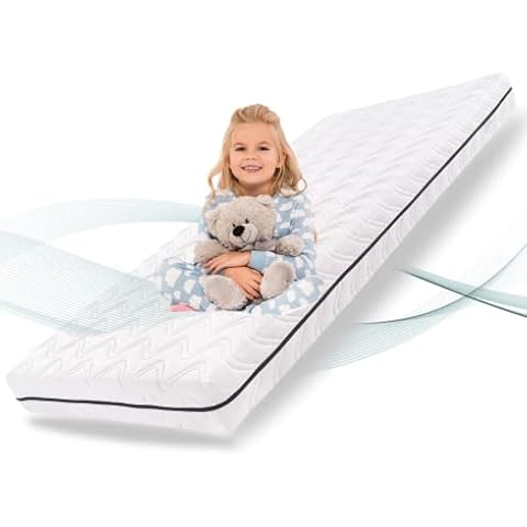 ALAVYA HOME® Kindermatratze 80x160 cm ohne Spannbettlaken 10 cm hoch I CertiPUR zertifizierter Kaltschaum mit waschbarem Bezug I Hochwertige Matratze für Kinderbett Jugendmatratze 160x80 I Made in EU Cover