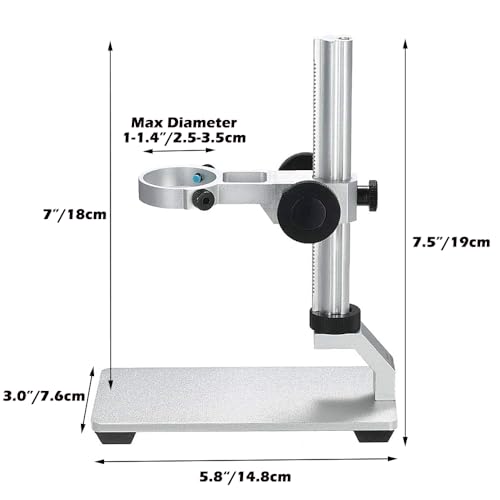 Image of Universal Microscope Stand Pro, Stable Professional Aluminum Alloy Scope Base Holder Support Bracket for Max Diameter 3.5cm USB Digital Wireless WiFi Microscope Endoscope Magnifier Camera