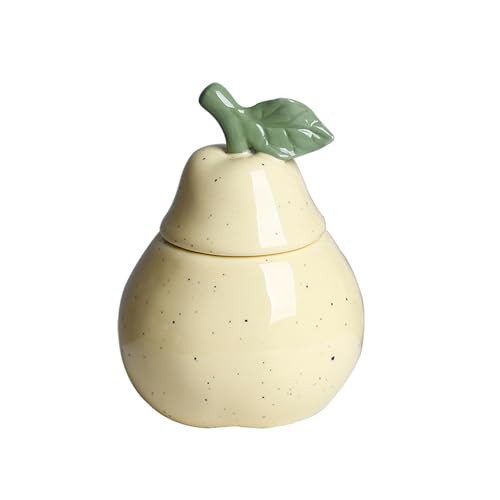Ceramic Scented Candles Holder with Lid, Pear-Shape Design Decorative Home Accent, Soybean Wax Container, Easter Gifts Candy/Chocolate Storage Jar