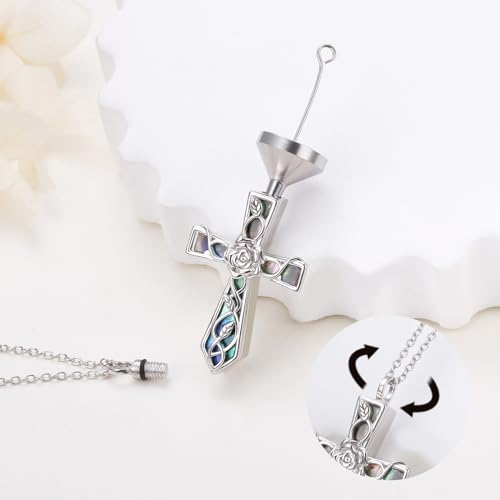 Ashes Necklace Sterling Silver Urn Necklaces for Ashes Cross/Infinity Cremation Jewelry for Human Pet Ash Keepsake Necklace Memorial Gift for Women Men3